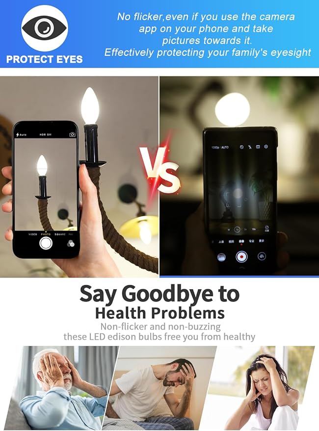 CRLight 6W Dimmable LED Candelabra Bulb 4000K Daylight White, 80W Equivalent 750 Lumens, E12 Base Vintage LED Filament Light Bulbs, B11 Candle Frosted Glass Chandelier Bulbs, Pack of 8