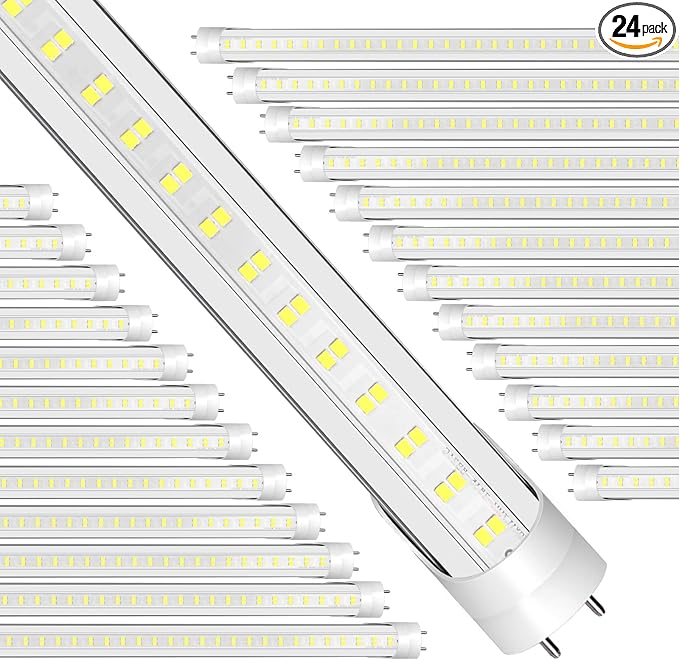 Led Tube Lights 4ft, 4 Foot Led Bulbs 24-Pack 28W 5000K 4000lm Daylight T8 T10 T12 Fluorescent Replacement Dual Ended Power Clear Lens