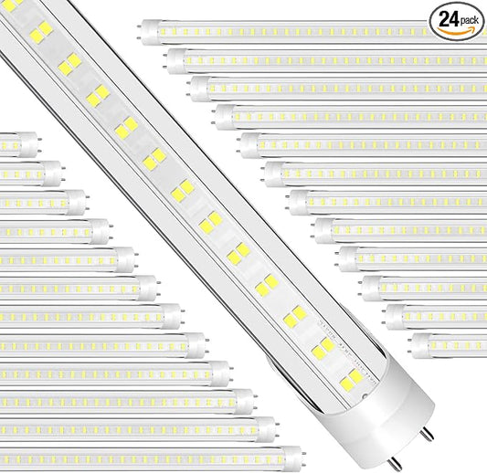 Led Tube Lights 4ft, 4 Foot Led Bulbs 24-Pack 28W 5000K 4000lm Daylight T8 T10 T12 Fluorescent Replacement Dual Ended Power Clear Lens