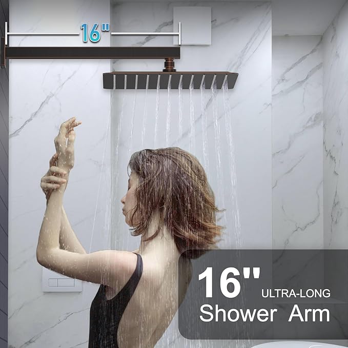 KOJOX Oil Rubbed Bronze Shower System with High Pressure 10 Inch Rainfall Shower Head, Handheld Shower head and Shower Faucet Trim valve, Bathroom Luxury Rain Mixer Shower Set Wall Mounted