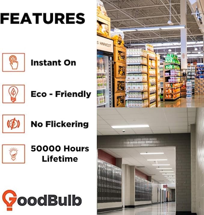 GoodBulb 48-Inch T8 LED Light Bulbs 18-Watt, 4100K Cool White Color, 2800-Lumens, Type A+B with Medium Bi-Pin Base (Pack of 10 Bulbs)