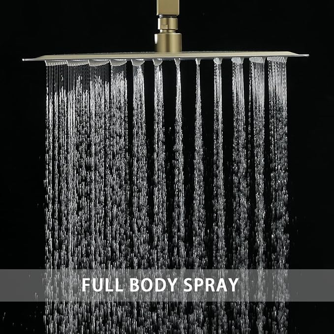 Shower System ‎Brushed Gold Bathroom 10 Inch Rain Shower Head Ceiling Mount with Handheld Luxury High Pressure Shower Combo Set Shower Faucet Rough-in Valve Body and Trim Included