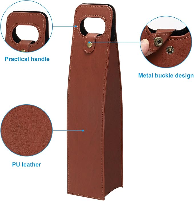 PATIKIL Wine Gift Bag, 2 Pack Wine Bag Reusable Leather Wine Tote Carrier for Wine Bottles Portable Champagne Gift Bags for Picnic Party Wedding, Coffee