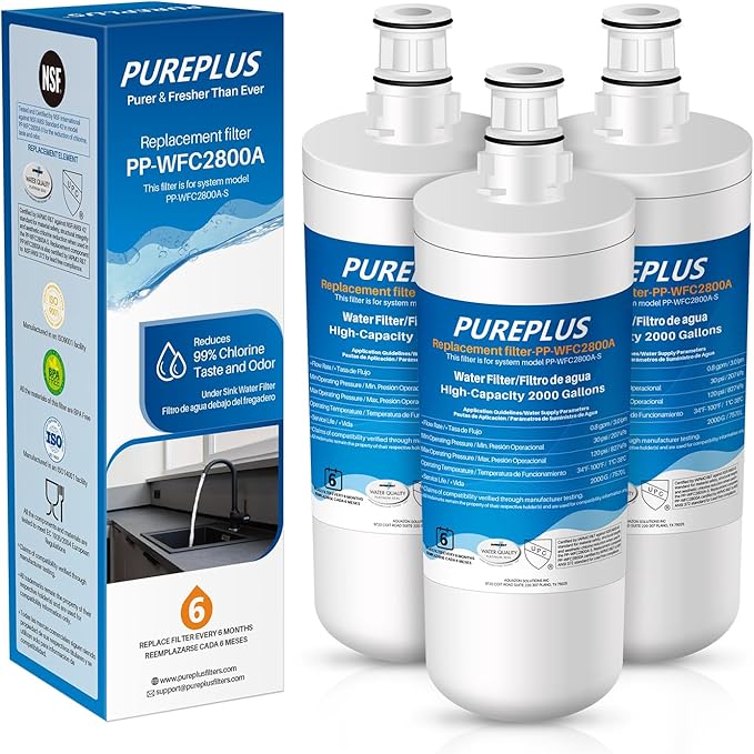 PUREPLUS 3US-AF01 Under Sink Water Filter Compatible with 3US-AF01, 3US-AS01, WHCF-SRC, WHCF-SUFC, WHCF-SUF, 3Pack