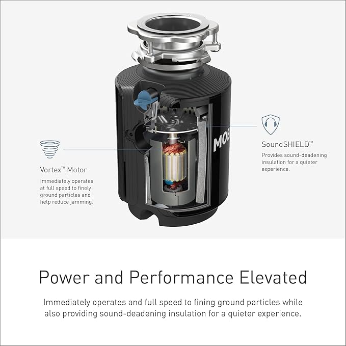Moen Black EX Series Host Series 3/4 Horsepower Improved Installation Garbage Disposal, EX75C