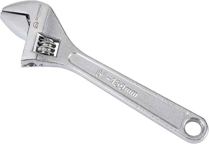 Olympia Tools 6" Adjustable Wrench, Heavy Duty Drop Forged Steel, Chrome Plated, Precision Machined Jaws, Rust Resistant