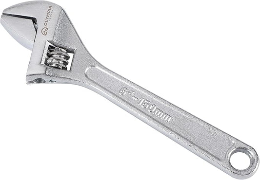 Olympia Tools 6" Adjustable Wrench, Heavy Duty Drop Forged Steel, Chrome Plated, Precision Machined Jaws, Rust Resistant