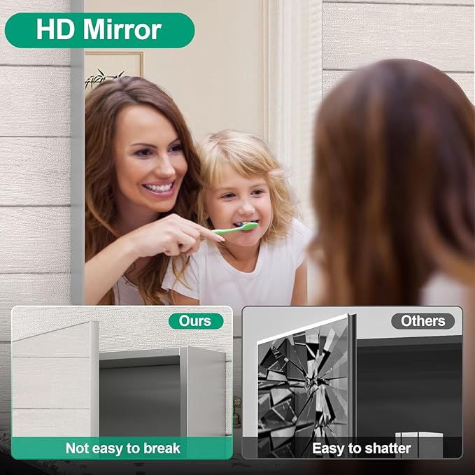 24 x 32 Farmhouse Medicine Cabinet for Bathroom, Silver Bathroom Mirror with Storage, Tempered Glass, Frameless Recessed or Wall Mount Aluminum Medicine Cabinet - Pre-Assembled