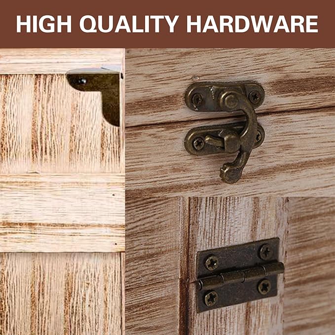 JINGHANGER Double Bottle Wooden Decorative Wine Box,Wine Gift Box Bottle Box Wine Storage Box with Handle Rope for Gifts DIY Crafts Birthday Party Wedding,for Standard 750ml Wine Storage,13.78 x 4 in