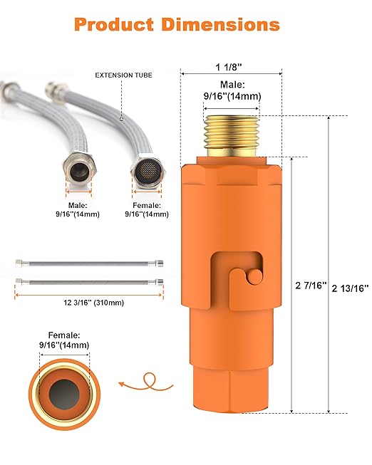 G3/8 (9/16") Sediment Water Filter with 12" Hoses - 35 Micron Reusable House Under Sink Inline Water Filter Conncet Angle Valve, Compression Fitting for Sink Faucet Bathroom Kitchen (2 Pack)