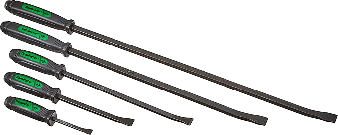 Mayhew Tools 61366GN Dominator Pry Bar Set, 8", 12", 17", 25" & 31" Curved Pry Bars, Green
