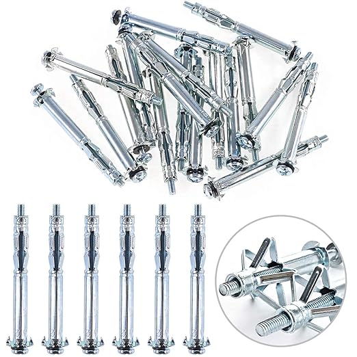 Glarks 30Pcs 4x60MM Heavy Duty Zinc Plated Steel Molly Bolt Hollow Drive Wall Anchor Screws Set for Drywall, Plaster and Tile (M4x60)