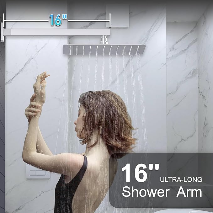KOJOX Shower System with High Pressure 12 Inch Rainfall Shower Head, Handheld Shower head and Shower Faucet Trim, Rain Mixer Shower Set Wall Mounted Chrome（Valve Include）