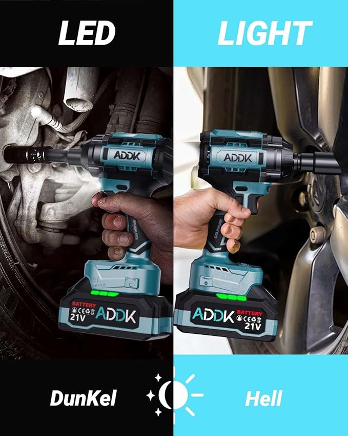 21V Cordless Impact Wrench Kit, 750Ft-lbs (1000N.m) 1/2" Brushless Impact Gun with 6 Mode Speed, Electric 2600RPM High Torque Power Impact Driver for Car Truck Mower (1000Nm)
