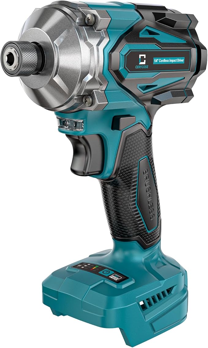 Cordless Impact Driver 1/4" Compatible with Makita 18V Battery (Bare Tool), 2800 In-lbs Brushless Impact Drill, 3900 RPM Compact Driver Tool for Home Projects, Auto-Stop & LED Light