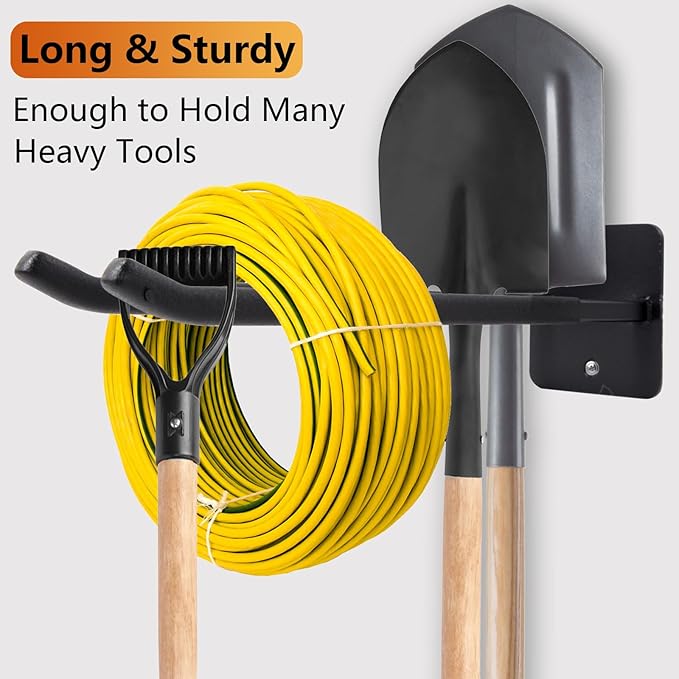 Sinoer Upgraded Garage Hooks,Shed Organizer, Utility Steel Garage Storage Hooks, 14 Inch Square Tube Garage Wall Mount Double Hooks for Yard, Tools, Car Tire, Garden Tools, 2 Pieces