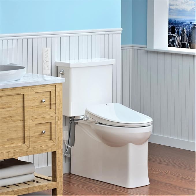 R&T V3200 Elongated Bidet Toilet Seat, Electric Bidet Seat with Adjustable Warm Water, Air Dryer, Heated Seat, Night Light, Deodorization