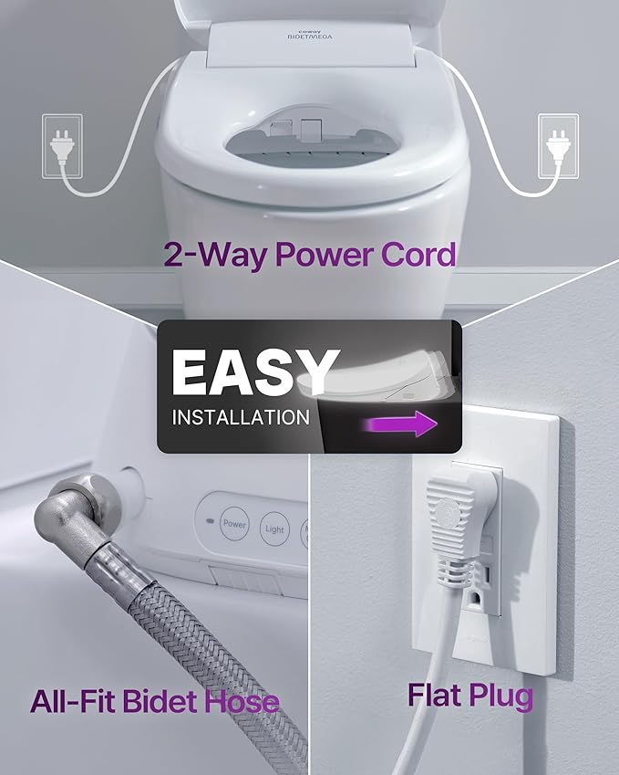 Coway Electronic Bidet Round Toilet Seat with Instantaneous Water Heating, Heated Seat and Dryer, Soft Close Lid, Stainless Nozzle, Self Cleaning, Remote Control 400S