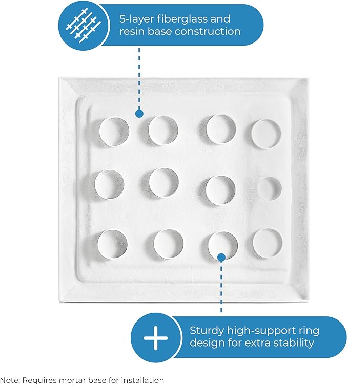 OVE Decors 32-in W x 36-in D Shower Base Pan Rectangle, Hidden Side Drain, White Acrylic, Reversible Design