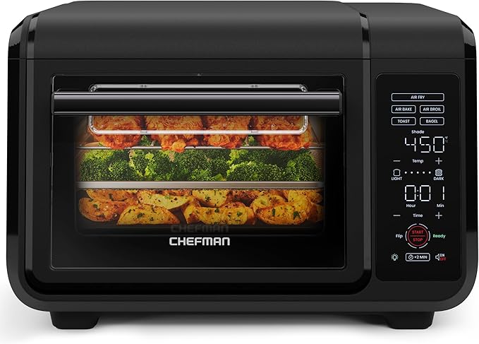 Chefman Air Fryer Toaster Oven Combo, 15 Qt. Countertop Oven for Quick & Healthy Meals, Bake, Broil, Air Fry, Toast, and Bagel Functions, 450°F Max Temp, 4 Slice Toaster Oven Air Fryer Combo