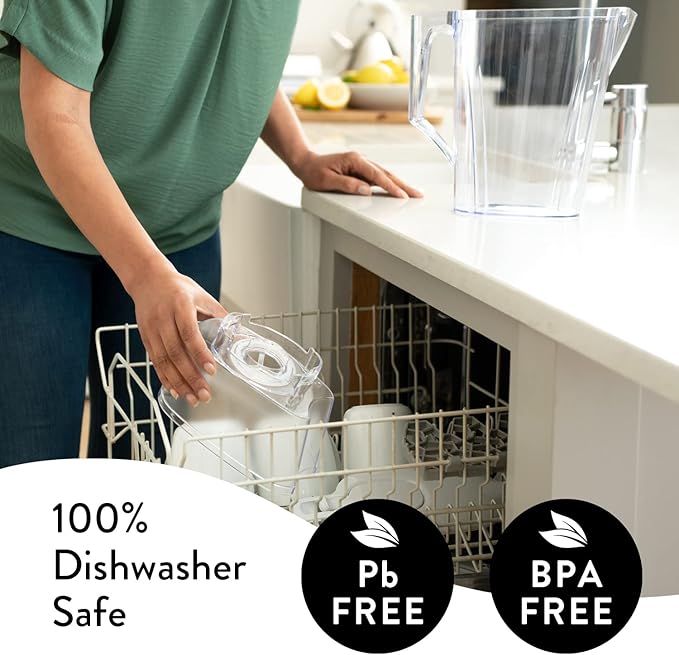 Aqua Optima 5-Cup Water Filter Pitcher Bundle Pack for Tap and Drinking Water with 6 Evolve+ Filter, Reduces Microplastics, Improves Taste, BPA Free, WQA Certified, Liscia Design (White)