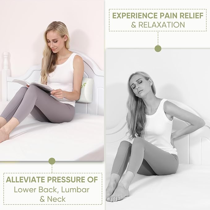 Forias Knee Pillow for Back Sleeping, Memory Foam Bolster Pillow for Legs Elevation Half Moon Pillow Leg Elevating Pillow for Relaxation, Washable Pillowcase Crafted with Rayon Derived from Bamboo