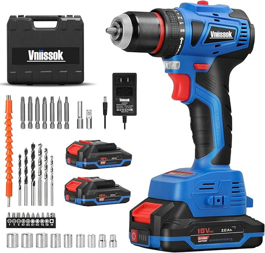 Cordless Drill Set,18V Brushless Power impach driver with Battery and Charger, 3/8" Keyless Chuck, Variable Speed, Drill Driver Bits Kit for Drilling and Tightening/Loosening Screws