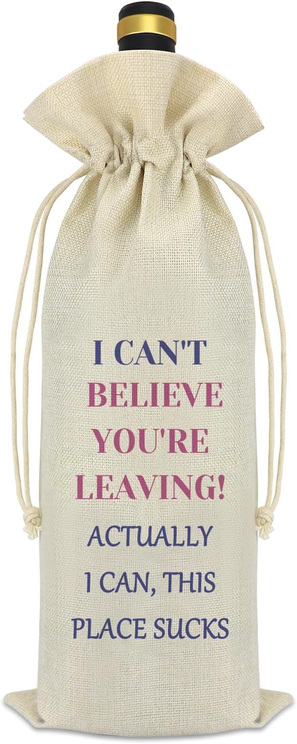 Funny Coworker Leaving Gift Going Away Gifts for Boss Leader Wine Bag Goodbye Gifts Farewell Gift for Colleagues Boss Friends New Job Gift Christmas Retirement Gifts for Her Him Wine Bottle Bag Cover