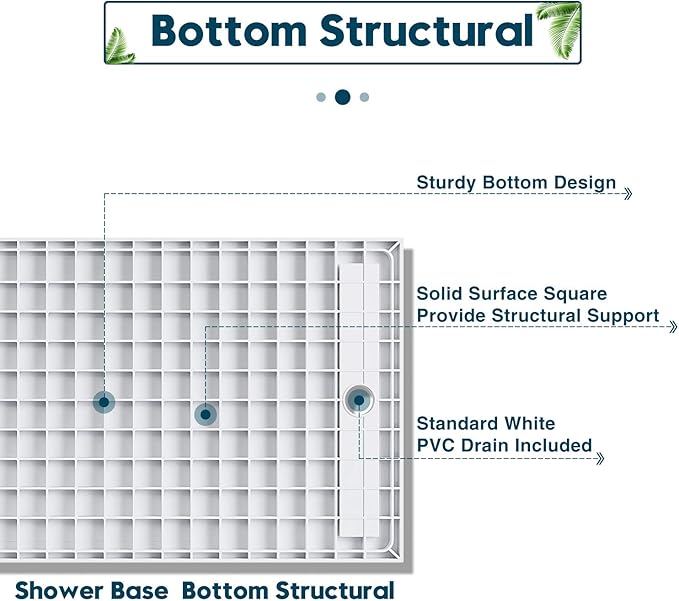 ELEGANT 48'' L x 32'' W x 4'' H Shower Base Pan in White Right Drain Non-Slip Stainless Steel Shower Drain Cover Included