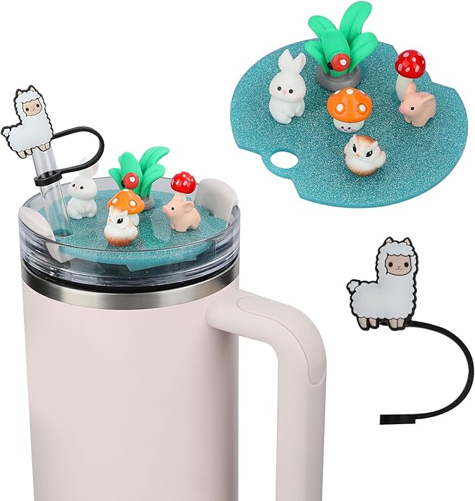 Charms Compatible with Stanley Cup Accessories,Charms for Stanley Cups H1.0&H2.0 Accessories 40oz with Silicone Straw Cover (C)
