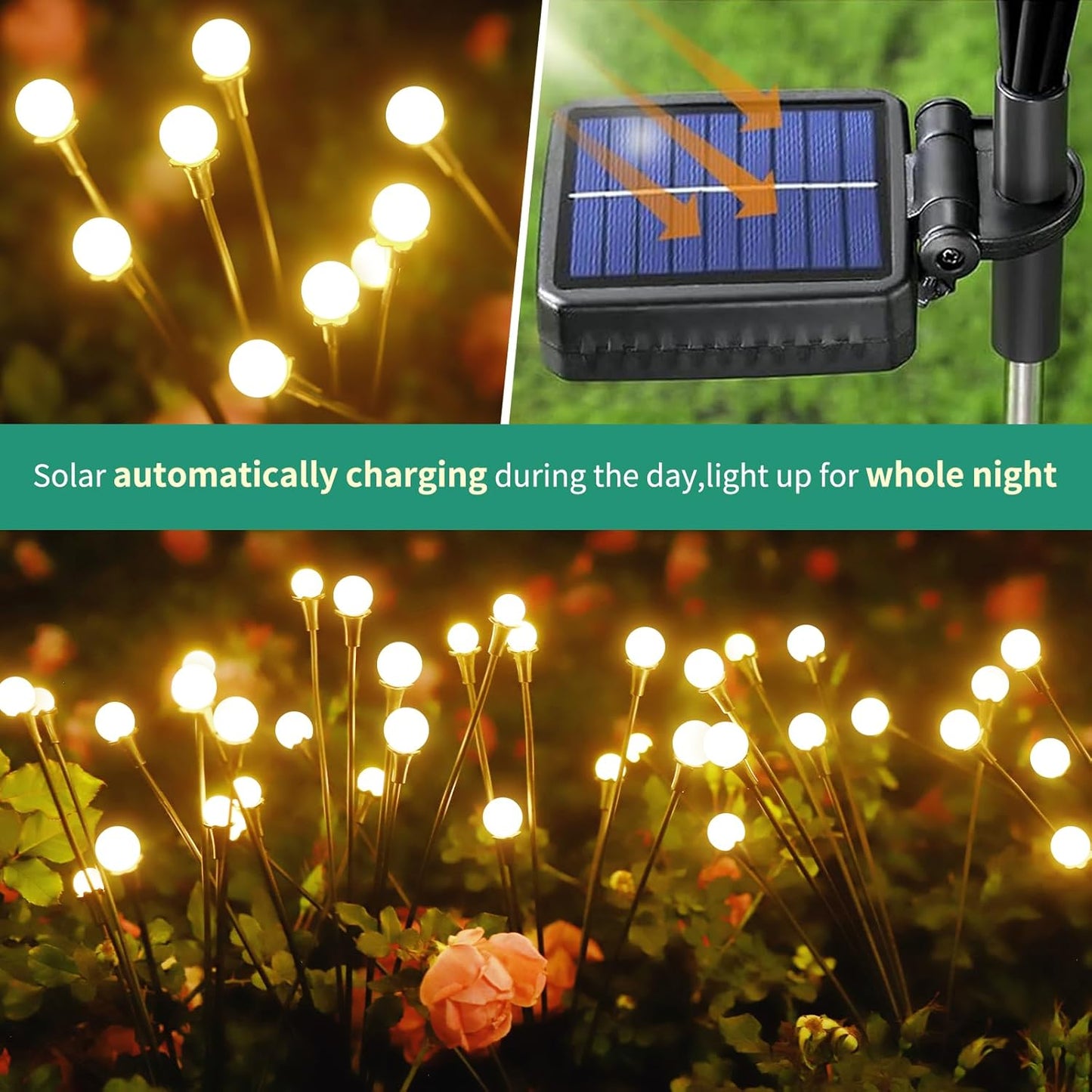 Solar Lights Outdoor Waterproof, 8 Packs 64LED, Solar Garden Lights, Garden Decor, Patio Decor, Unique Gifts for Women, Gifts for Grandma