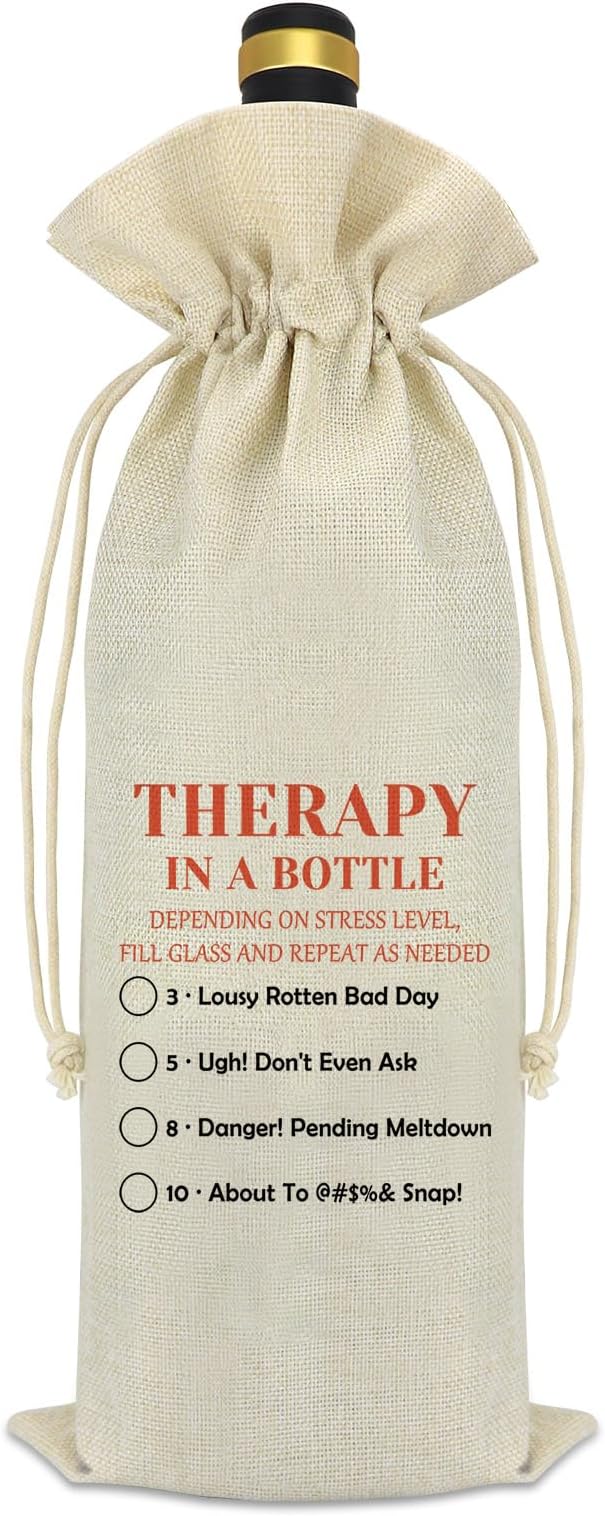 Friends Friendship Gifts for Women Men Wine Bag Funny Coworker Gifts Wine Gift for Wine Lover Novelty Gag Gifts Fathers Day Christmas Birthday Gifts for Dad Mom Daughter Son Drawstring Wine Bottle Bag