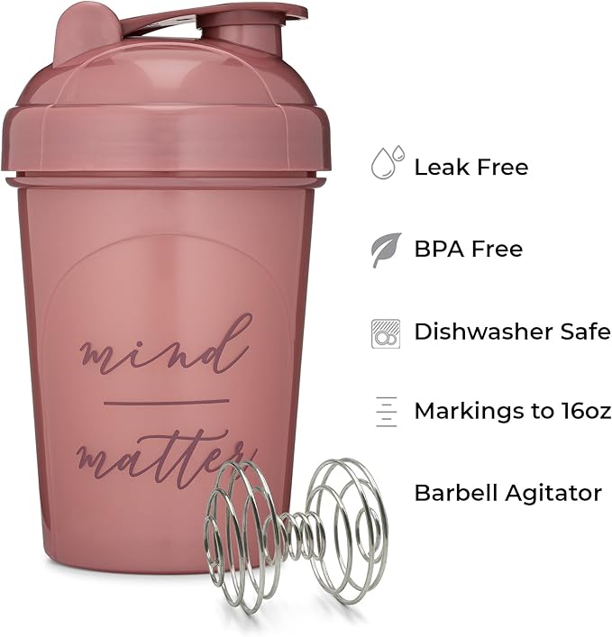 GOMOYO 2-Pack 20-Ounce Protein Shaker Bottle (Plum & Rose) | BPA Free, Dishwasher Safe Shaker Cups with Motivational Quotes for Gym, Running, Workout Supplements