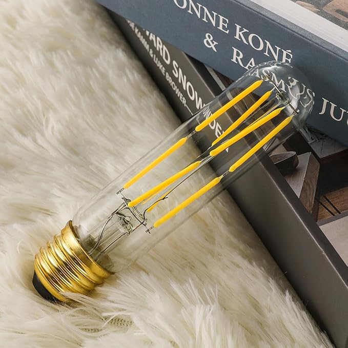 XININSUN T10 LED Bulb, 8W Dimmable, 75-100W Equivalent, 4000K Daylight, 850 Lumens, E26 Base, Clear Glass