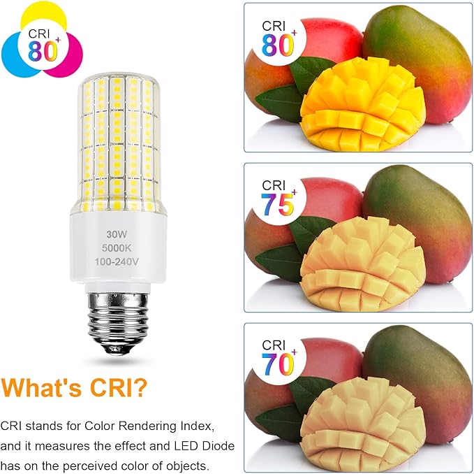 2 Pack Led Light Bulb Equivalent 250w Led bulbs 3750 Lumen 5000K Cool Daylight White 30W Waterproof Led Corn Light bulb E26/E27 Medium Base light bulb for Outdoor Indoor Garage Workshop Backyard