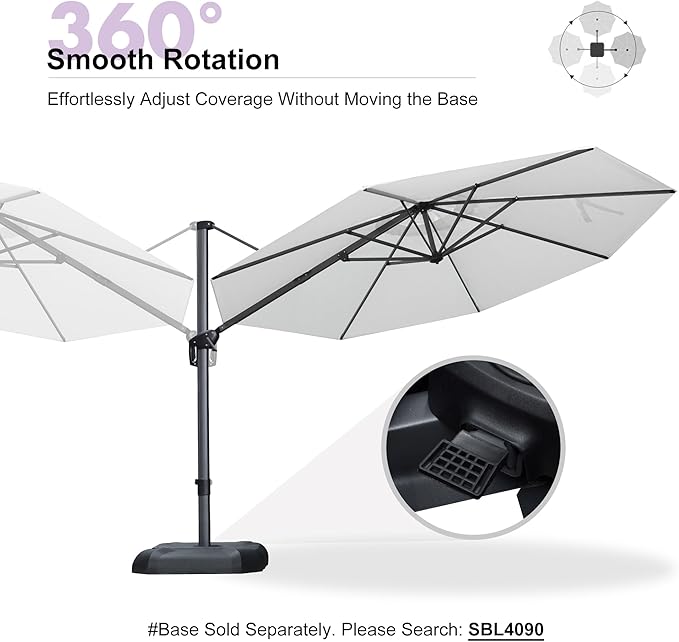 PURPLE LEAF 11 Feet Patio Umbrella Outdoor Cantilever Round Umbrella Aluminum Offset Umbrella with 360-degree Rotation for Garden Deck Pool Patio White