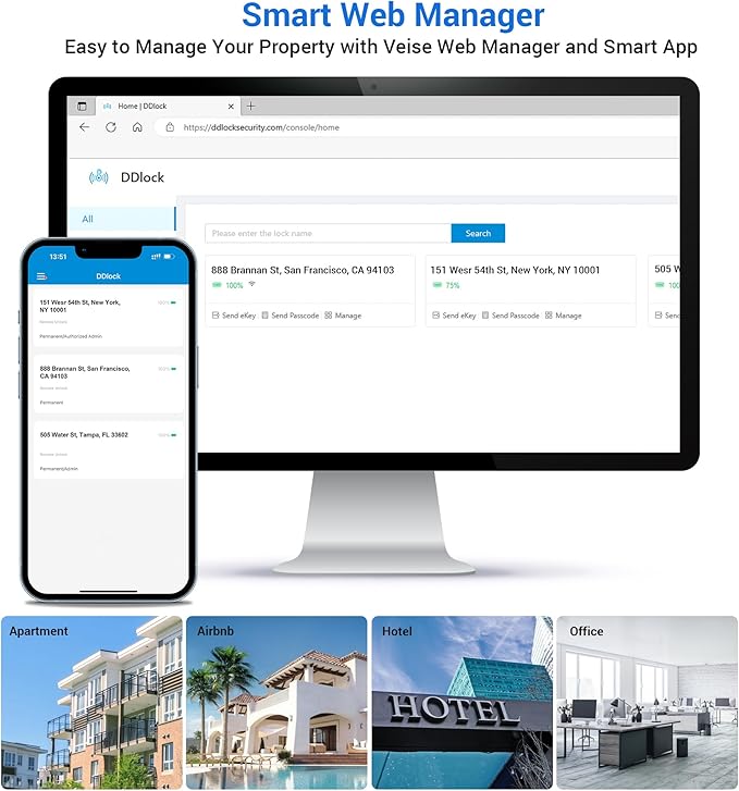 Veise RZ07B Smart Locks for Front Door, 2 Lever Handles, Fingerprint Keyless Entry, App Control Biometric Door Lock Set, Touchscreen Keypad Deadbolt, Easy Install, Auto Locking, Satin Nickel
