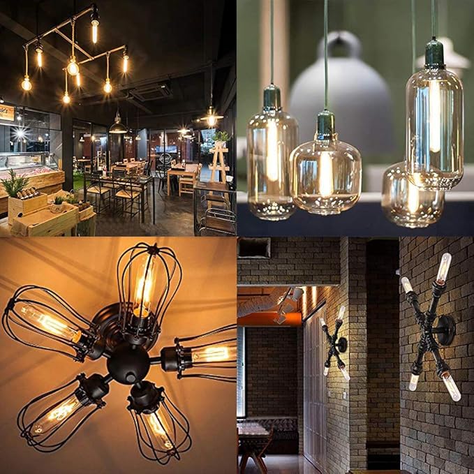 XININSUN T10 Frosted LED Bulbs Warm White 2700K,Dimmable 6W LED Tubular Edison Bulbs 60 Watt Equivalent,600LM, E26 Medium Base Lamp Bulb for Desk Lamp, Pendant Lights. (3-Pack)