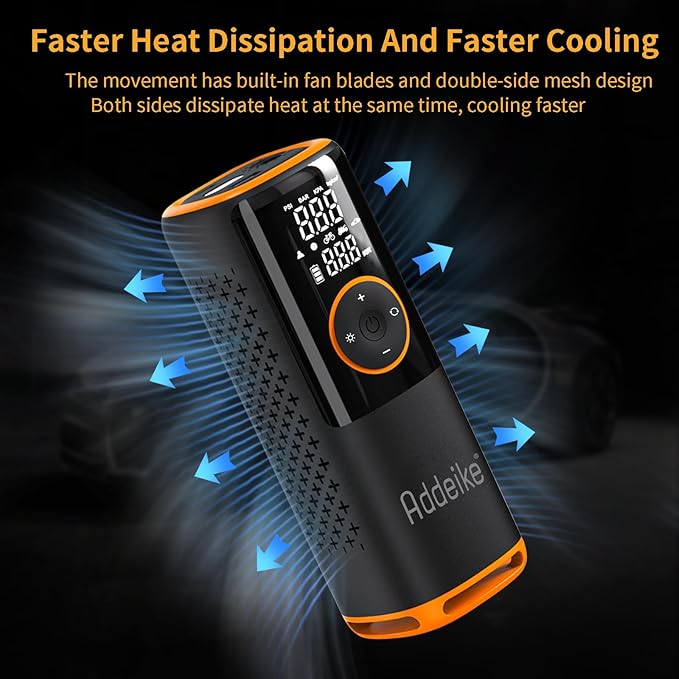 Tire Inflator Portable Air Compressor,160 PSI Air Pump for Car Tires with Digital Pressure Gauge Can Charge Mobile Phone, One Click Smart Pump Tire Inflator with LED Light, for Motorcycle, Bicycle