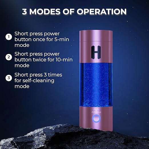 H2-Pro Hydrogen Water Bottle Generator with Latest SPE-PEM Technology (Rose Gold)