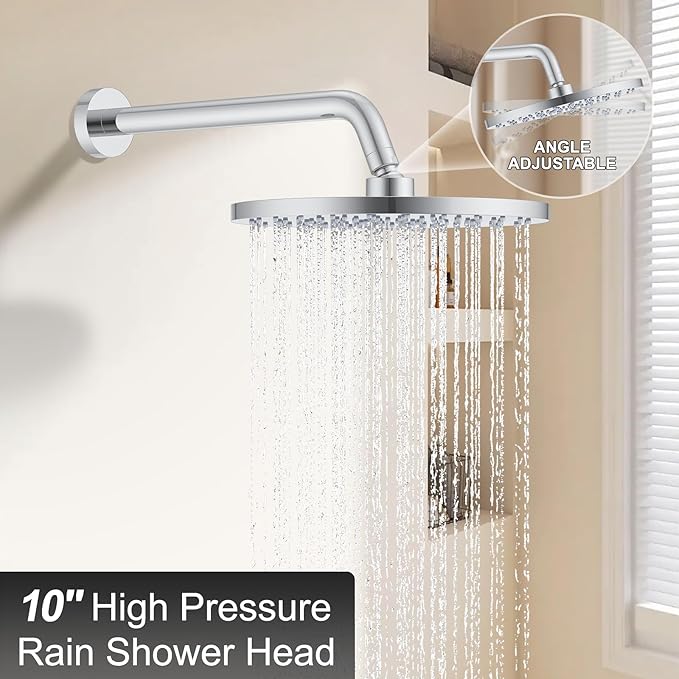 KOJOX Shower Set - Polished Chrome High Pressure Shower Head System- 3 Setting Headheld Shower Head Fixtures- Valve Included
