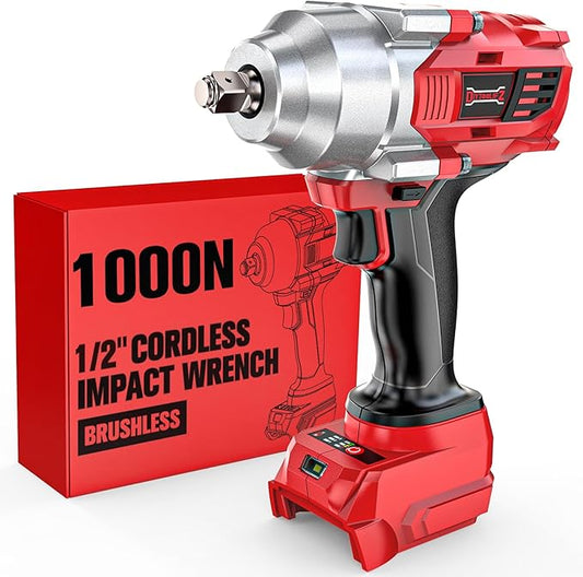 Cordless Impact Wrench 1/2 inch Compatible with Milwaukee 18v Battery, 750FT-LBS(1000N.m) Brushless Impact Driver, Portable Electric Impact Gun with LED Work Light, Variable Speeds, 4-Speed Control.