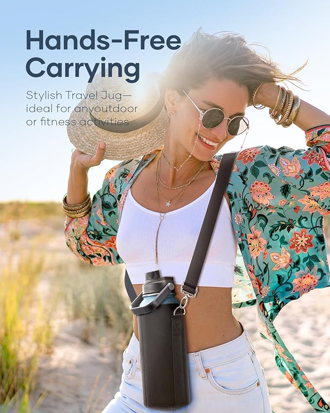 BUZIO 40 oz Insulated Water Bottle, Keep Cold 48h Stainless Steel Water jug with Straw Lid and Carrying Pouch, Lead-Free Leak Proof Double Wall Vacuum Metal Canteen for Sports Gym Beach, Indigo Crush