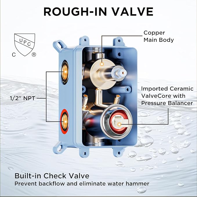 Shower Systems with 4 Body Spray Jets, STARBATH 4 Way 12+6" Rainfall Shower Head with Handheld Combo, Ceiling Mounted Shower Jets System in Wall Shower Faucet Sets Complete, Brushed Nickel
