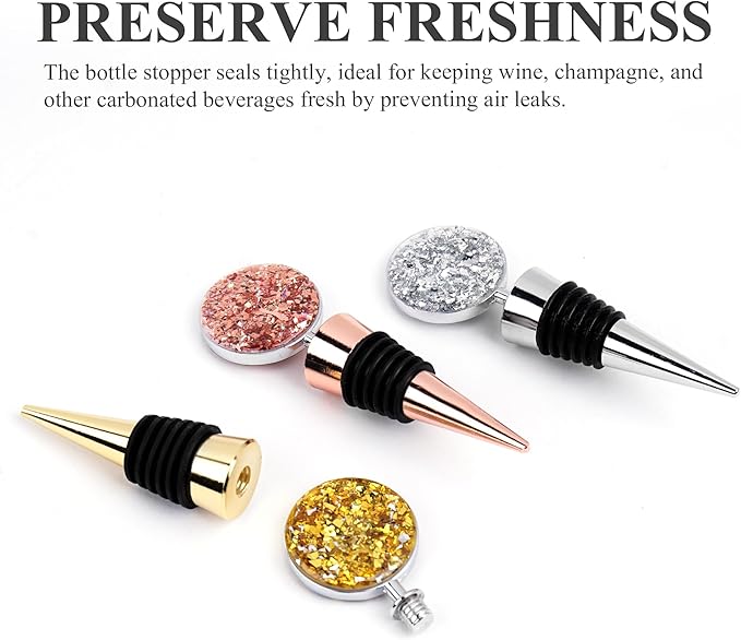 LIZIMANDU Wine Bottle Stoppers,Stainless Steel Wine Stoppers For Gifts, Bar, Holiday Party, Wedding(3-Bling)