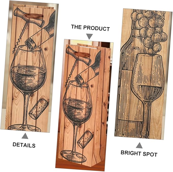 12pcs Wine Packaging Bag Christmas Party Supplies Wine Bottle Tote Bag Wine Bag Storage Pouch Portable Bag Bottle Wrapping Bag Handle Bag Paper Thicken Wine Bag