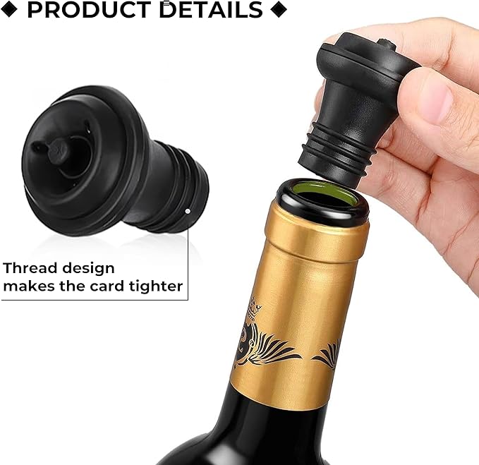 Wine Saver Vacuum Stoppers of 8 Rubber Wine Stoppers, for Wine Saver Vacuum Pump Wine Preserver, Reusable Bottle Sealer, Best Wine Air Vacuum Stoppers to Keep Wine Fresh, Ideal Wine Accessories Gift