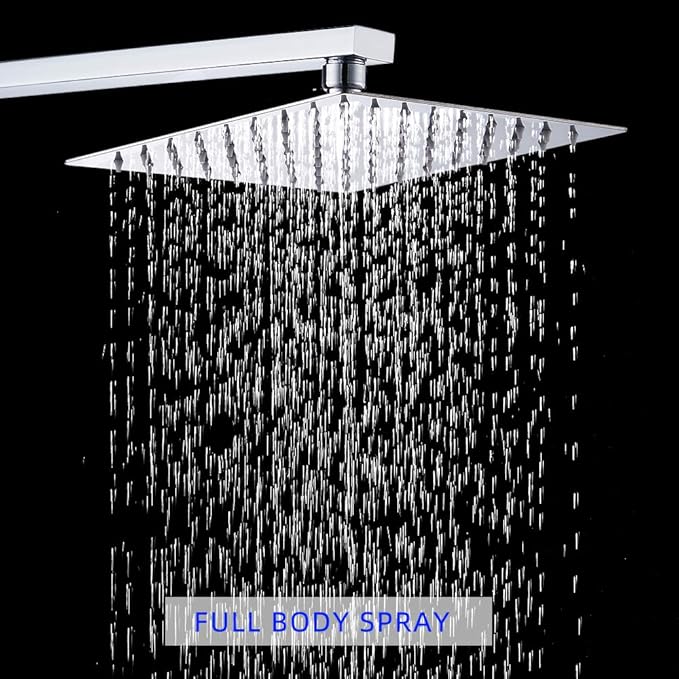 Shower Faucet Set Chrome, Single Function Shower Trim Kit with Rough-in Valve Bathroom Luxury Rain Shower Set Rainfall Shower System with Square Stainless Steel Metal Showerhead