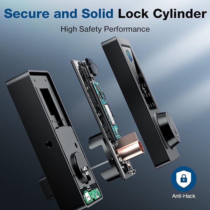 Fingerprint Keyless Entry Door Lock, Electronic Deadbolt Door Lock with, Anti-Peeping Smart Lock for Front Door, IP65 Waterproof Smart Deadbolt for Home