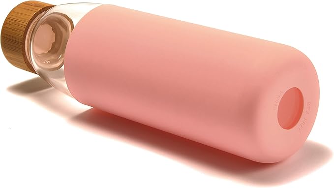 veegoal Glass Water Bottles 18 Oz Borosilicate with Bamboo Lid, BPA-FREE, Non-Slip Silicone Sleeve, and Stainless Steel Leak Proof Lid - Glass Water Bottle for Men and Women